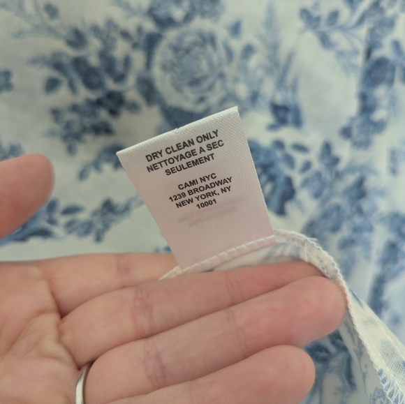 Cami NYC Vivi Boxy Floral Blouse Stonewash Floral Ramie White Blue Medium - Picture 10 of 12